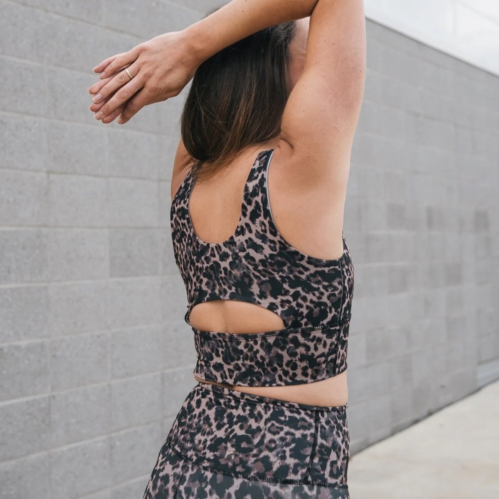 DYI Elevate Cheetah Foil Print Black Longline Sports Bra S